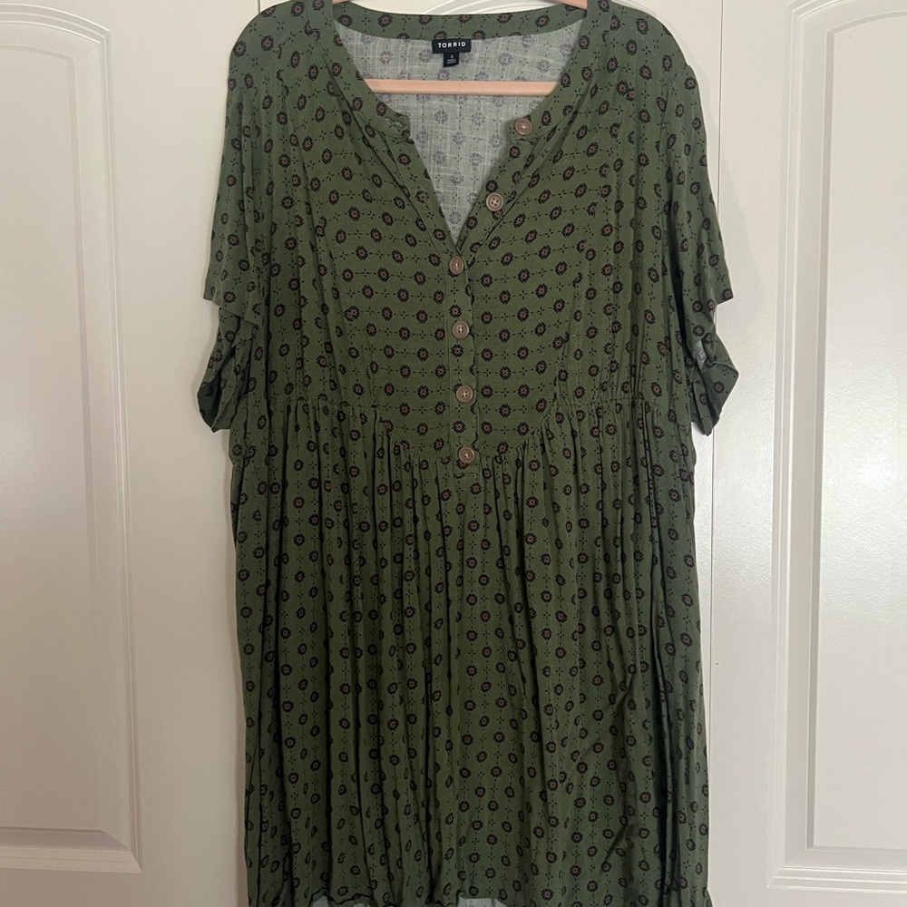 Torrid Green Button-Down Women's Dress